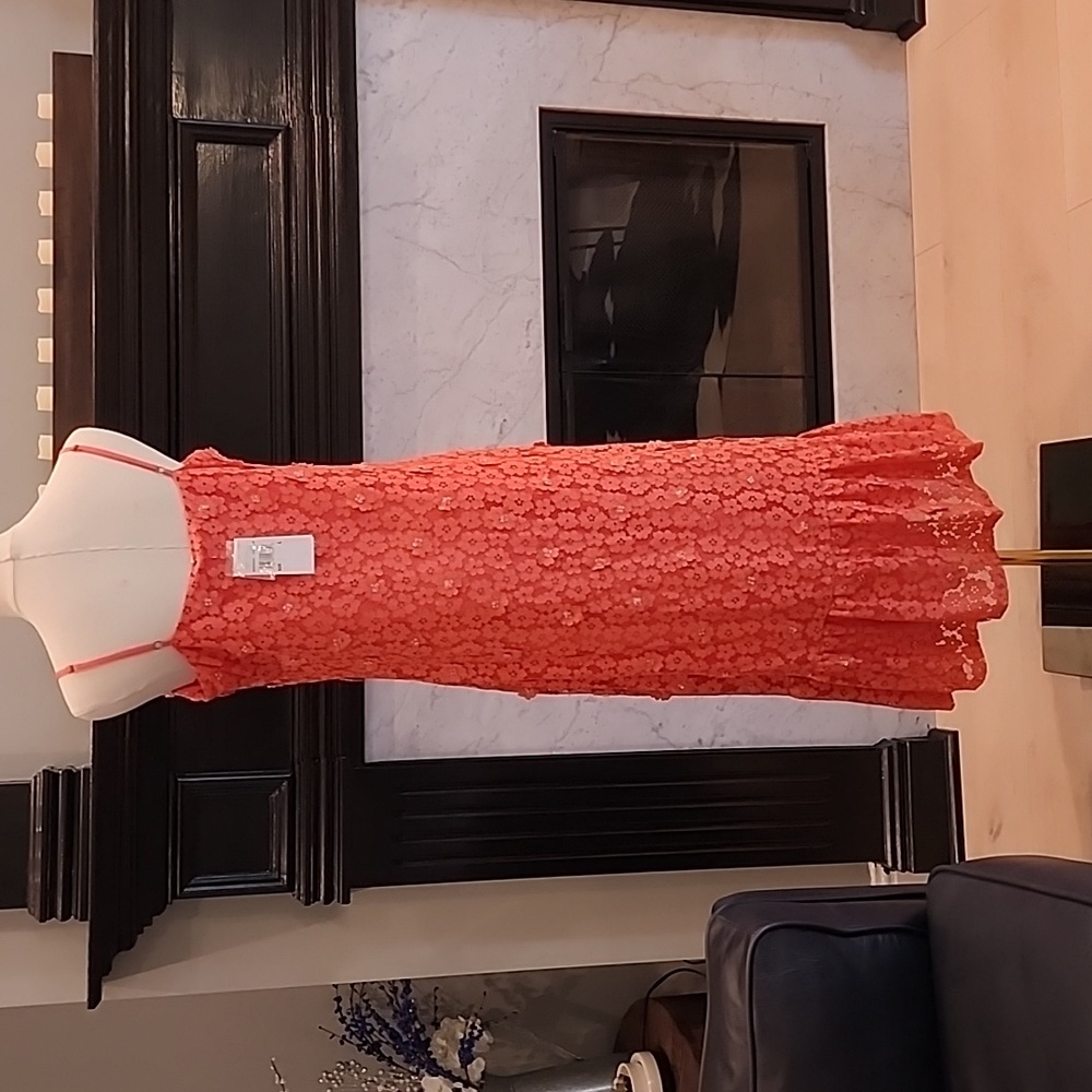 Michael Michael Kors Embellished Coral Peach Size Large Dress - Picture 13 of 14